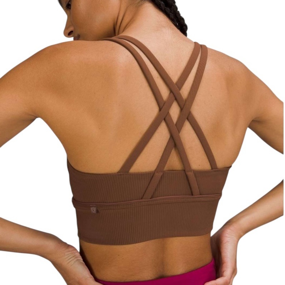❤︎‬ Lululemon Brown *Ribbed* Energy Longline Bra (Like new)